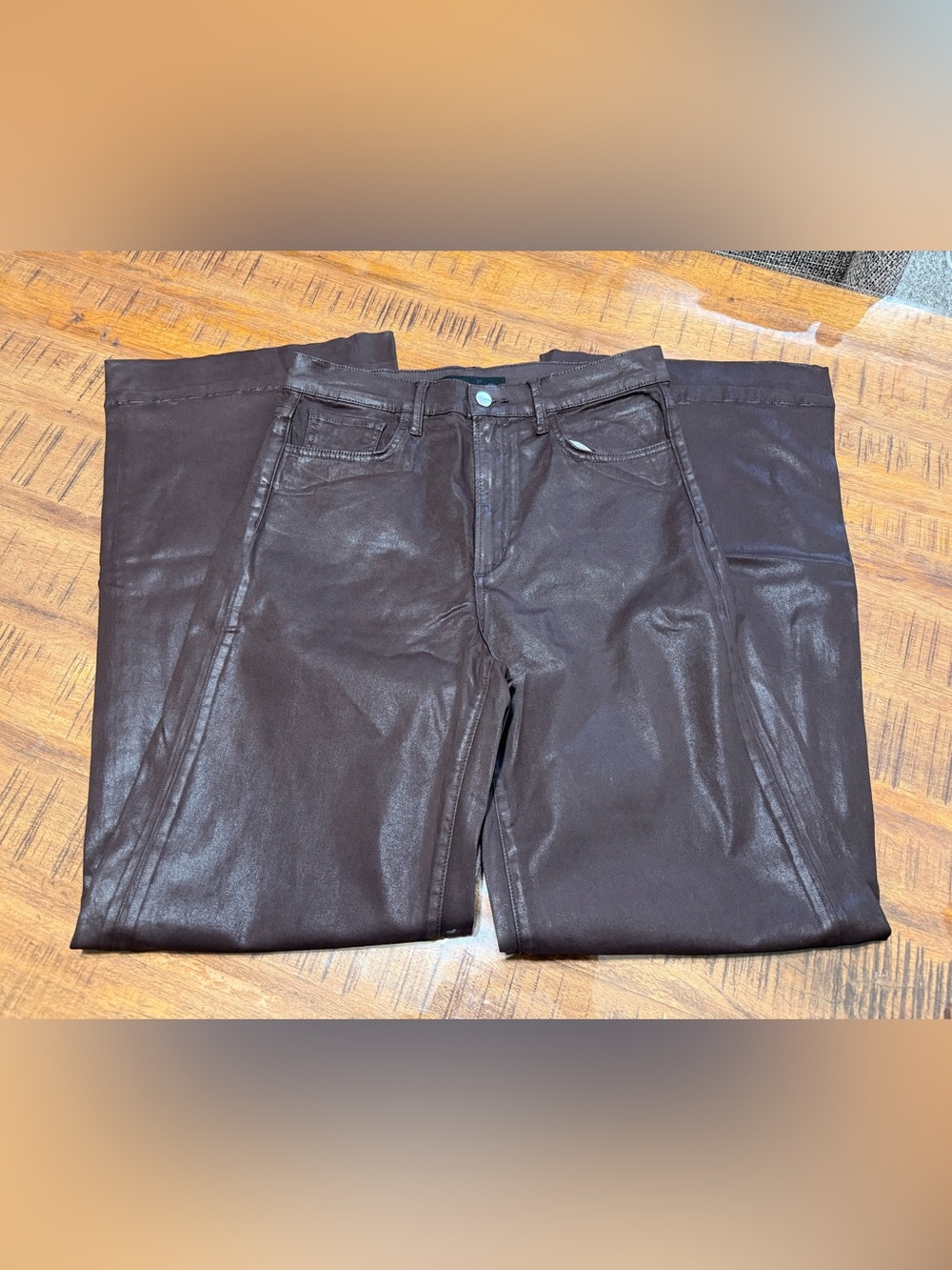 Joe’s Jeans The Mia Espresso Brown Coated Wide Leg Jeans